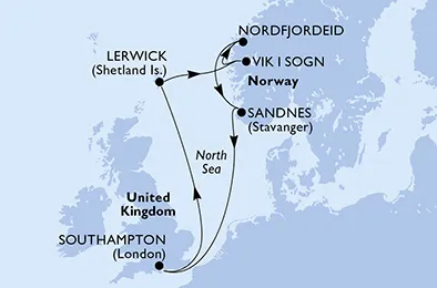 Route 7 Nächte Nordeuropa ab/bis Southampton