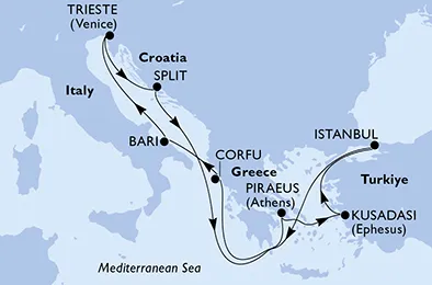 Route 9 Nächte Mittelmeer ab/bis Piräus (Athen)