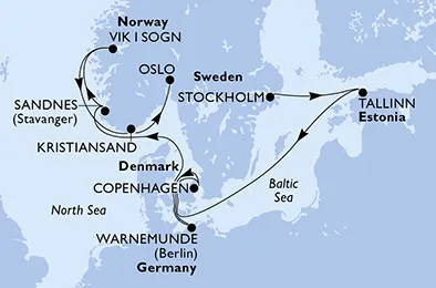Route 9 Nächte Nordeuropa ab Stockholm bis Oslo