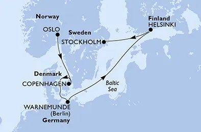 Route 5 Nächte Nordeuropa ab Oslo bis Stockholm