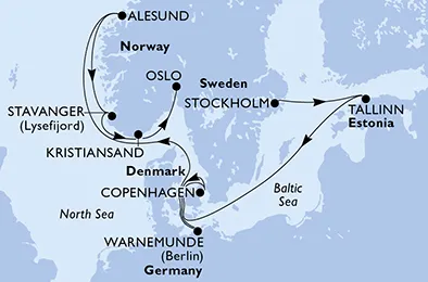 Route 9 Nächte Nordeuropa ab Stockholm bis Oslo
