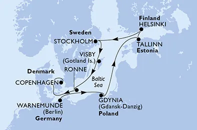 Route 10 Nächte Nordeuropa ab Warnemünde bis Kopenhagen
