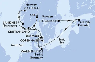 Route 9 Nächte Nordeuropa ab Stockholm bis Oslo