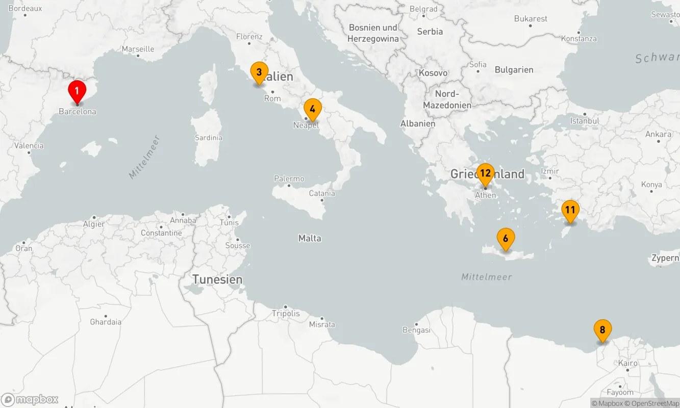 Route 12 Nächte - GRIECHENLAND,  ÄGYPTEN & ITALIEN