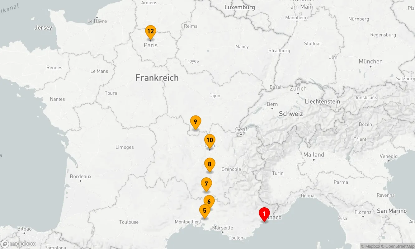 Route 12 Nächte - Von der französischen Riviera nach Paris – Eindrücke aus Lyon und der Provence