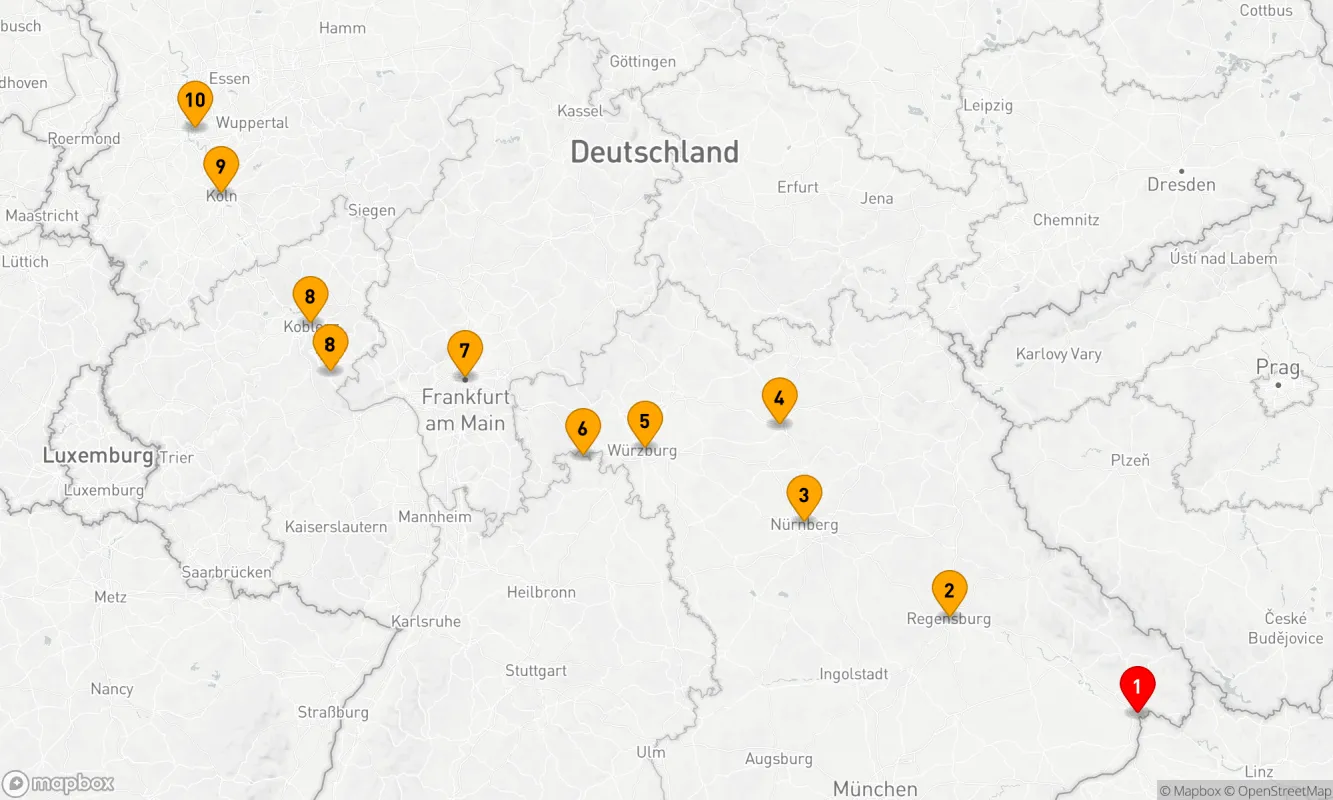 Route 9 Nächte - Von der Donau an den Rhein