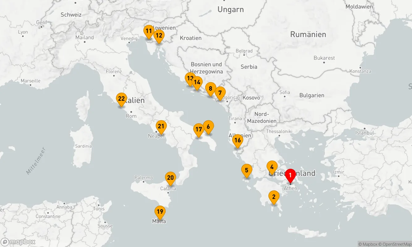 Route 21 Nächte - 21 TAGE: SCHÄTZE DER ADRIA, ITALIEN UND KROATIEN