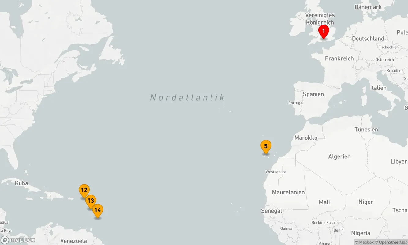 Route 14 Nächte - Karibik-Transatlantik