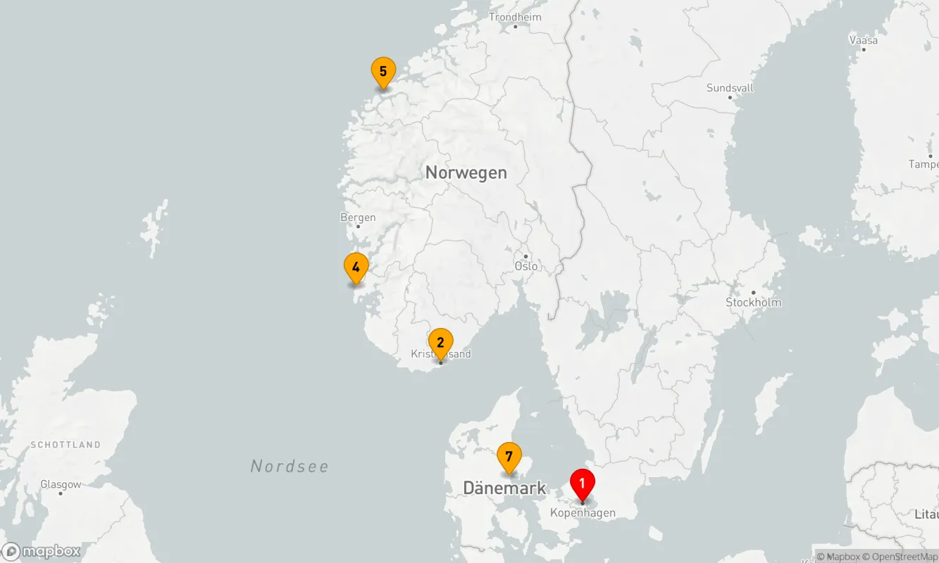 Route 7 Nächte - NACHTKREUZFAHRT NACH NORWEGEN UND DÄNEMARK