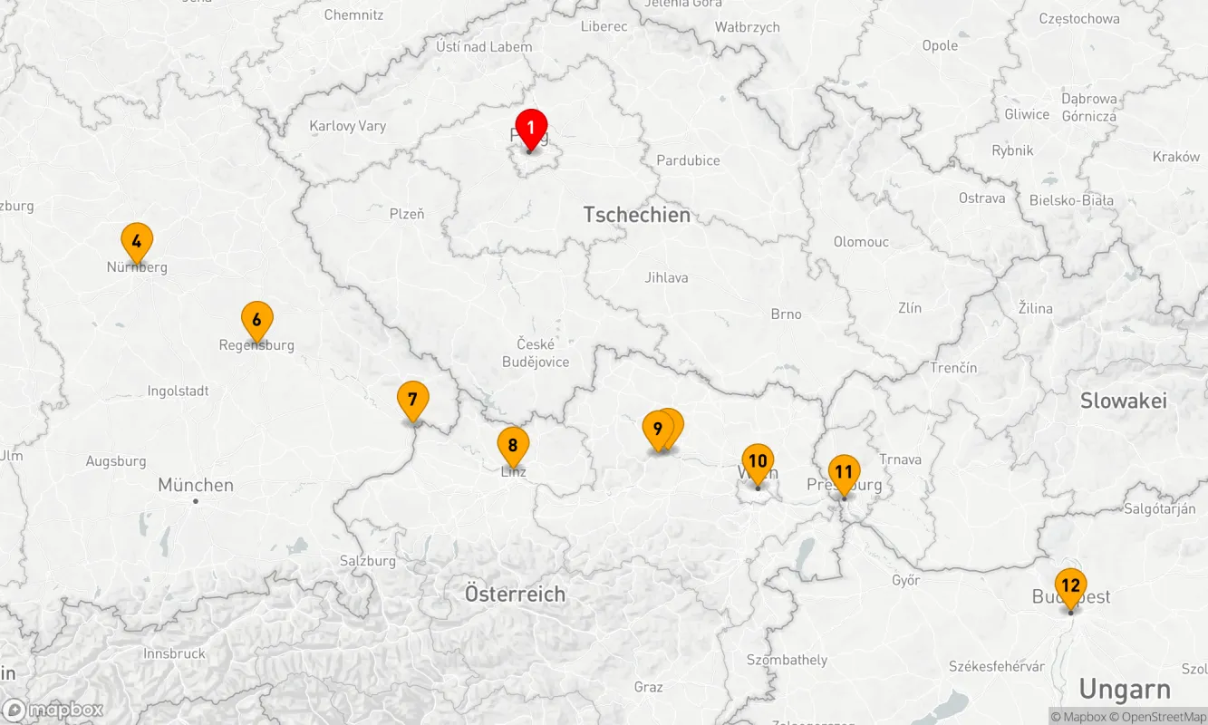 Route 12 Nächte - Donau im Detail mit Prag