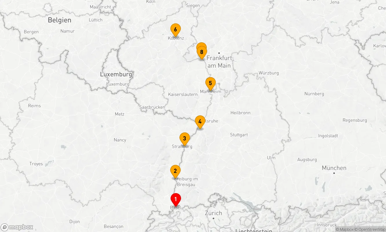 Route 7 Nächte - Der majestätische Rhein: Burgen, Weinberge und Kurorte
