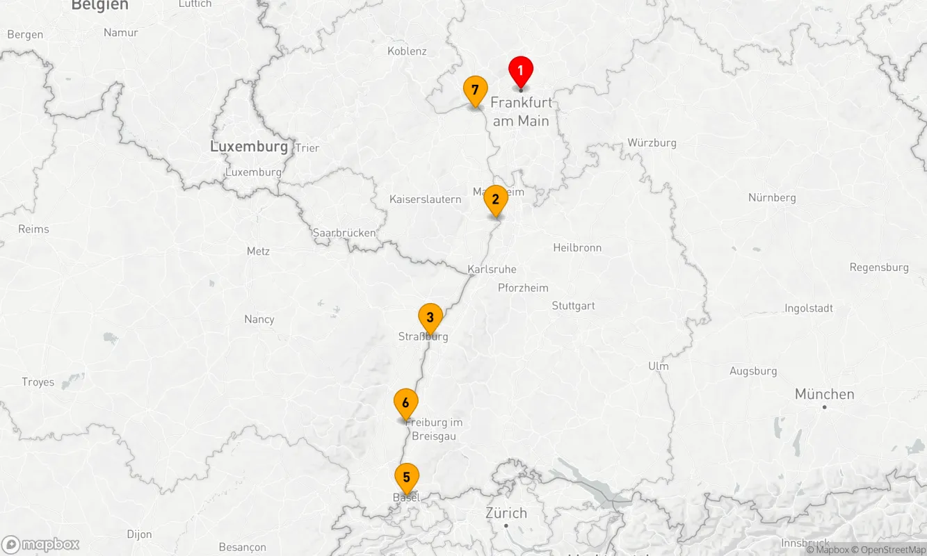 Route 7 Nächte - Kurs Südlicher Rhein