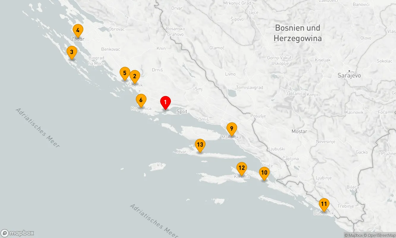 Route 14 Nächte - Die Ufer Dalmatiens intensiv erleben