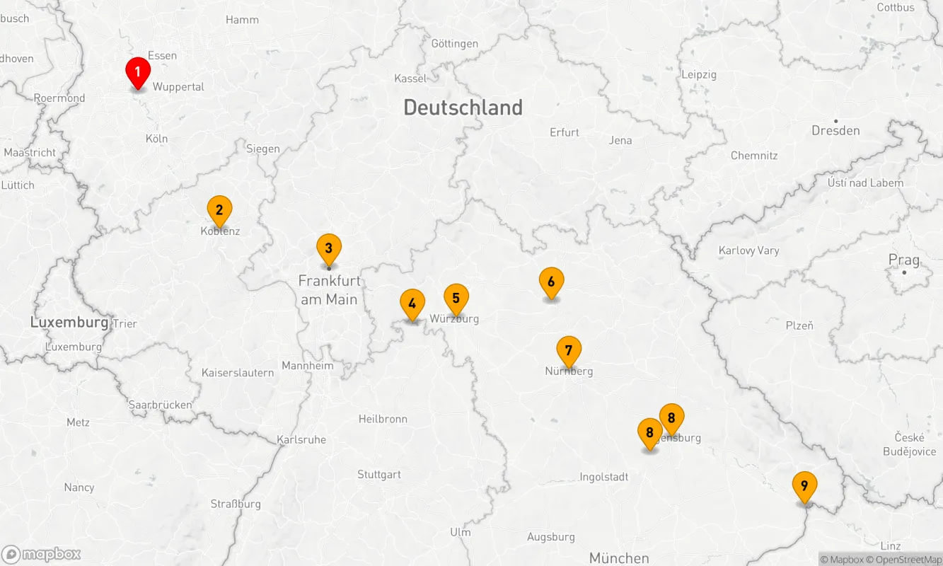 Route 9 Nächte - Von Rhein und Main zur Donau
