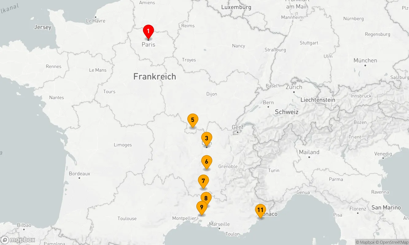 Route 12 Nächte - Von Paris an die Côte d’Azur – Eindrücke aus Lyon und der Provence