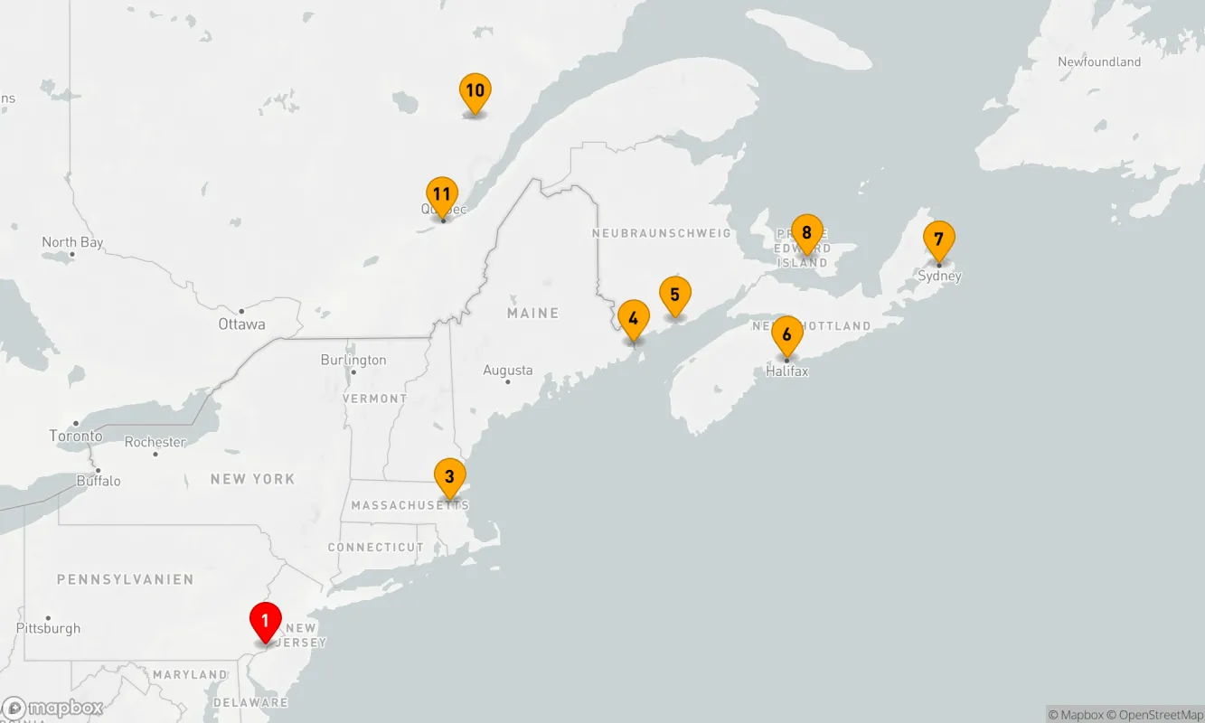 Route 11 Nächte - Canada & New England - Philadelphia (PHL/QUE)