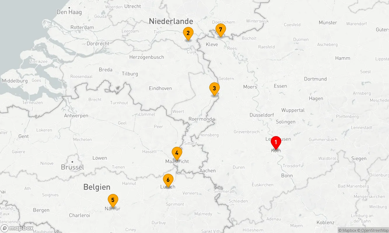 Route 7 Nächte - Rhein, Maas und die Schätze der Wallonie