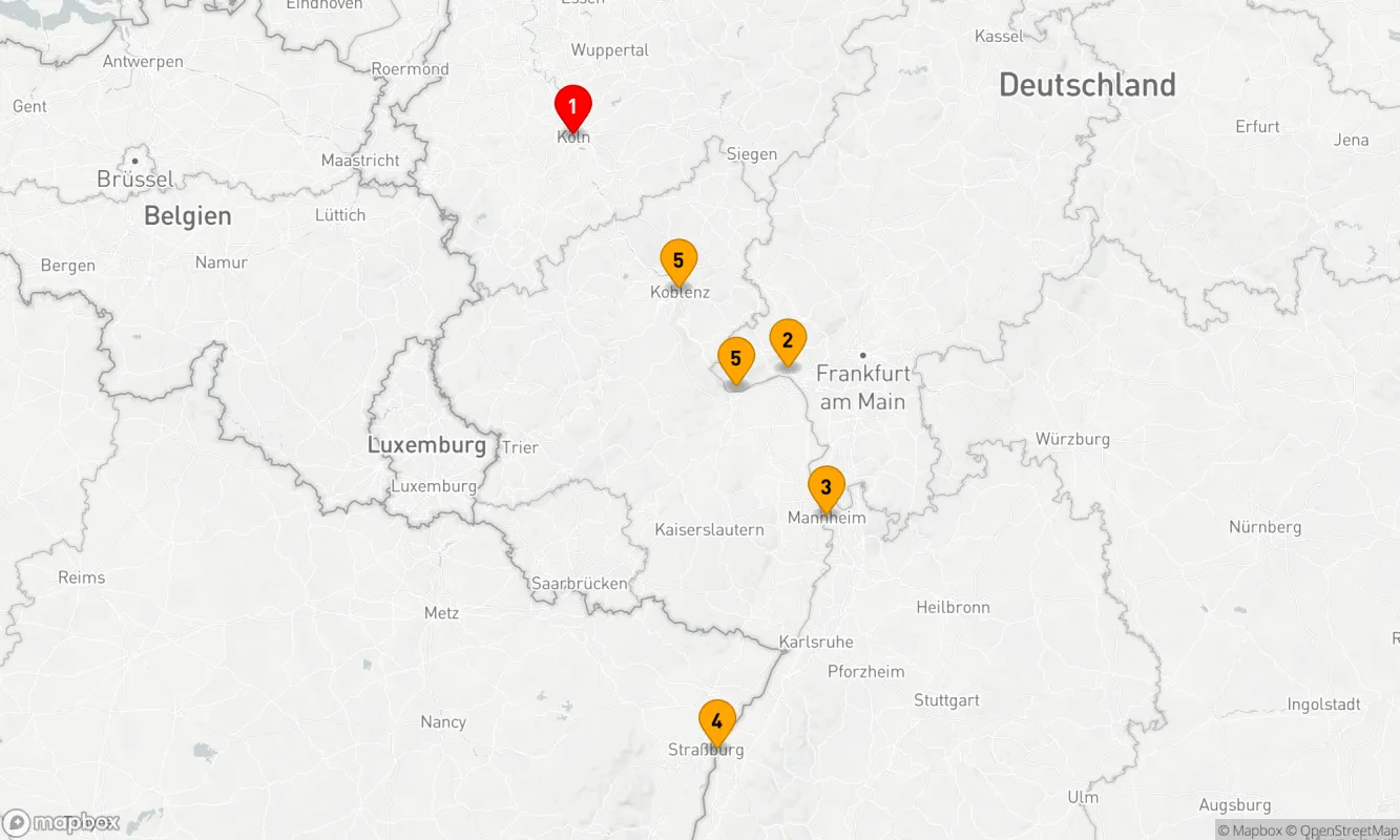Route 5 Nächte - Vielfältige Schönheit auf dem Rhein