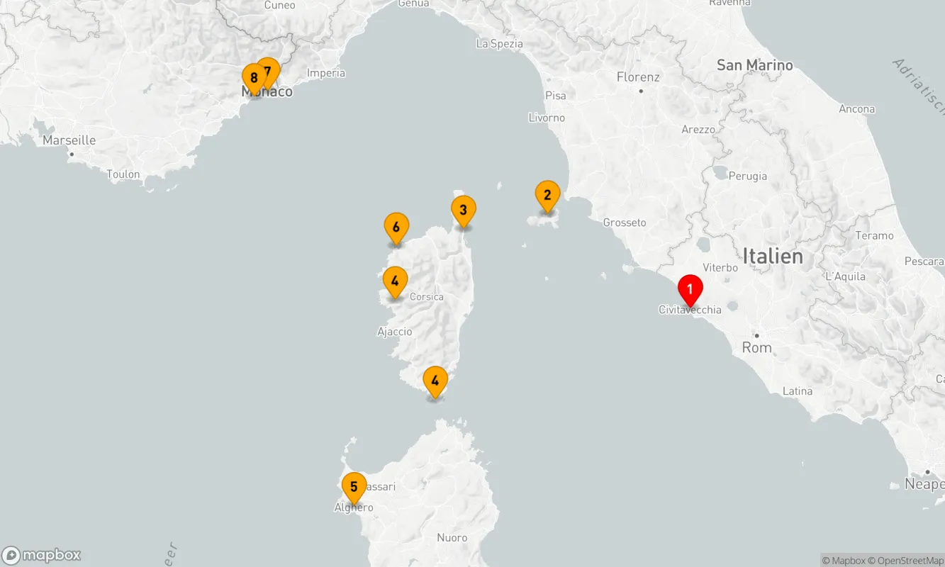 Route 7 Nächte - Elba, Korsika & Sardinien