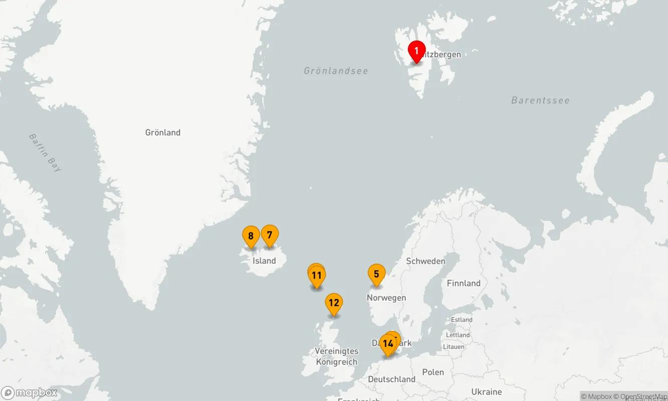 Route 14 Nächte - Von Longyearbyen nach Kiel