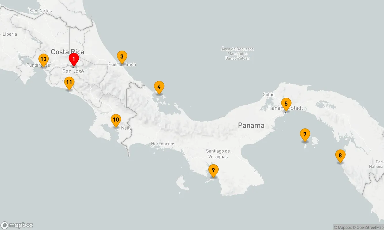 Route 12 Nächte - Costa Rica, Panama vom Pazifik zum Atlantik über den Panamakanal