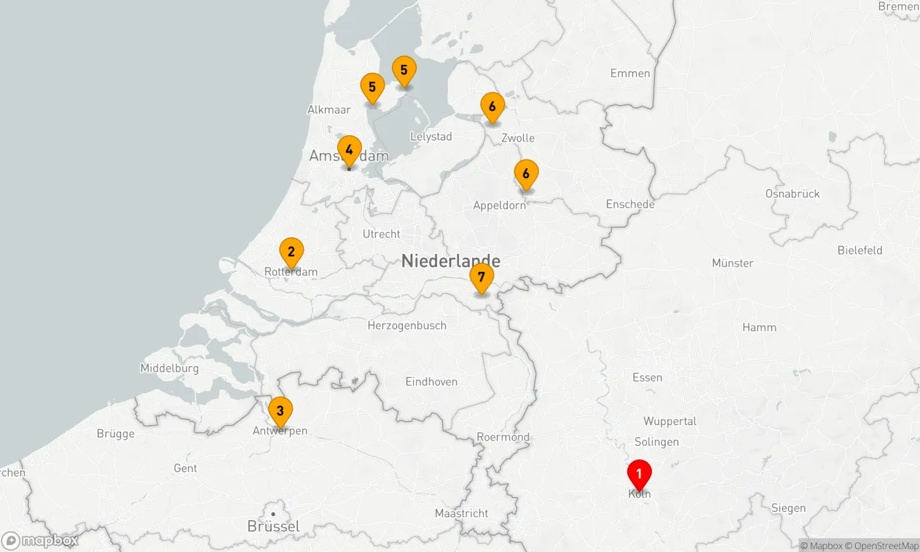 Route 7 Nächte - Holland & Belgien