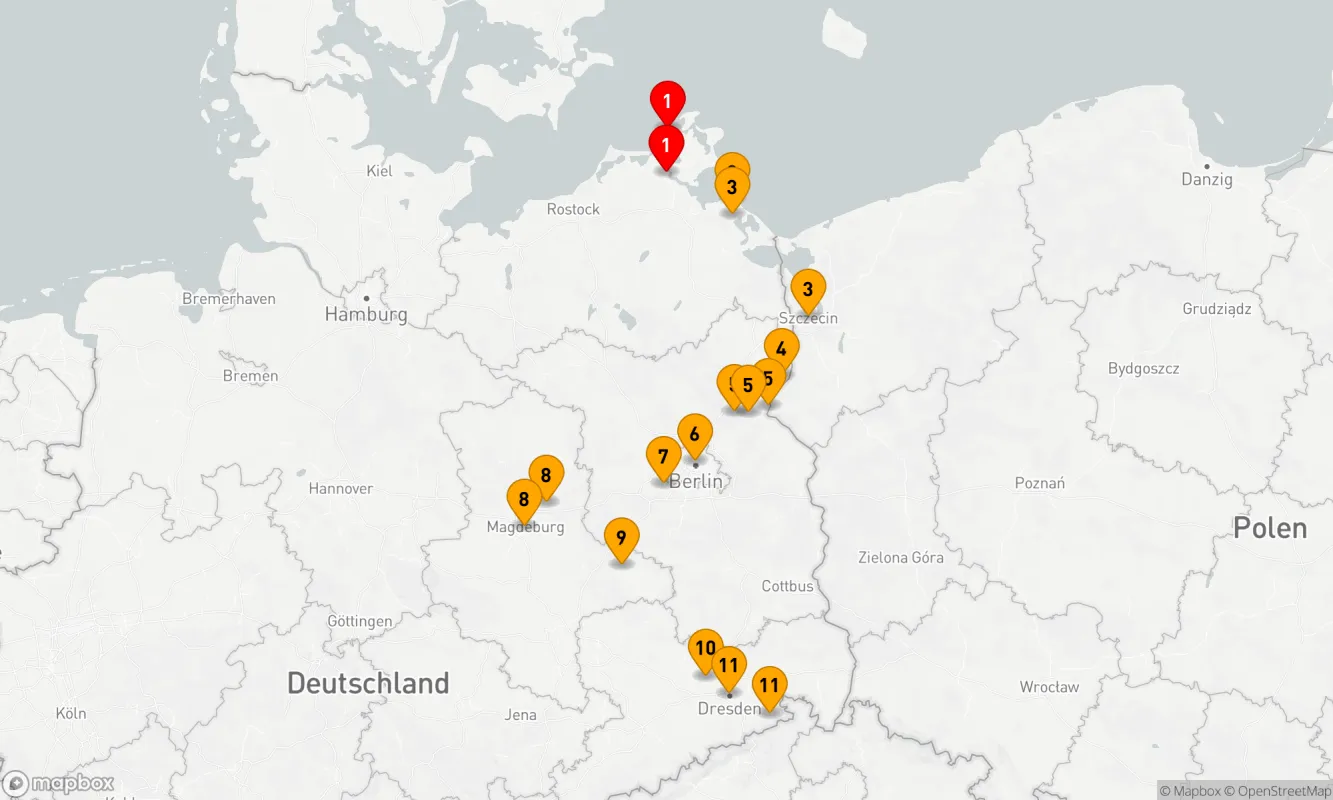 Route 11 Nächte - Kulturreise von der Ostsee nach Dresden