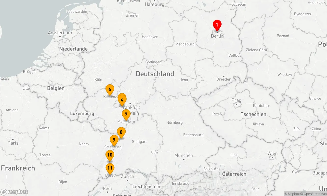 Route 10 Nächte - Berlin & der majestätische Rhein: Schlösser, Weinberge und Kurorte
