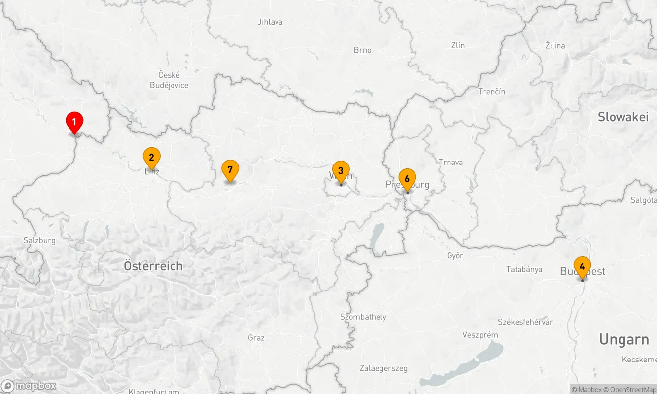 Route 7 Nächte - Donau-Klassiker bis nach Budapest