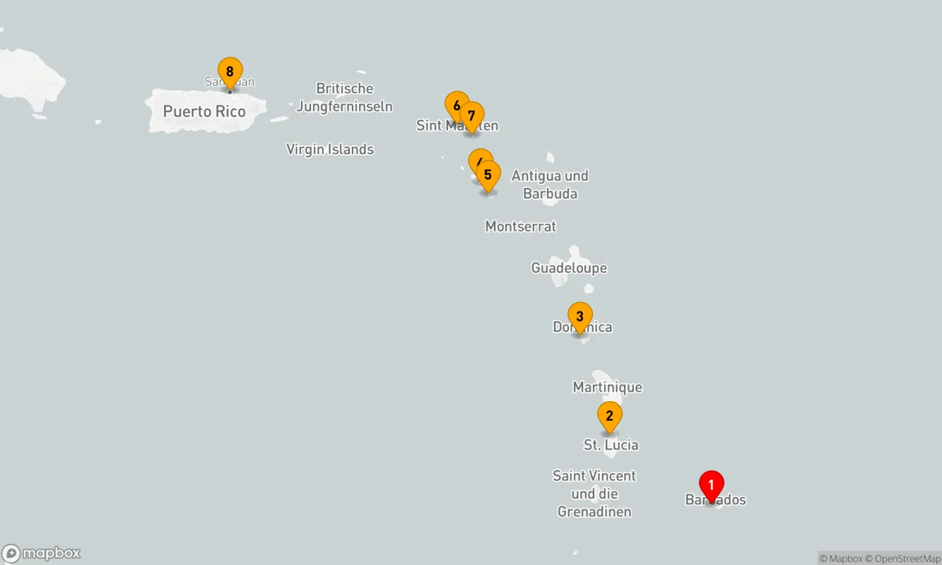 Route 7 Nächte - OSTKARIBISCHE KREUZFAHRT: SAINT KITTS,  NEVIS & SAINT BARTHÉLEMY