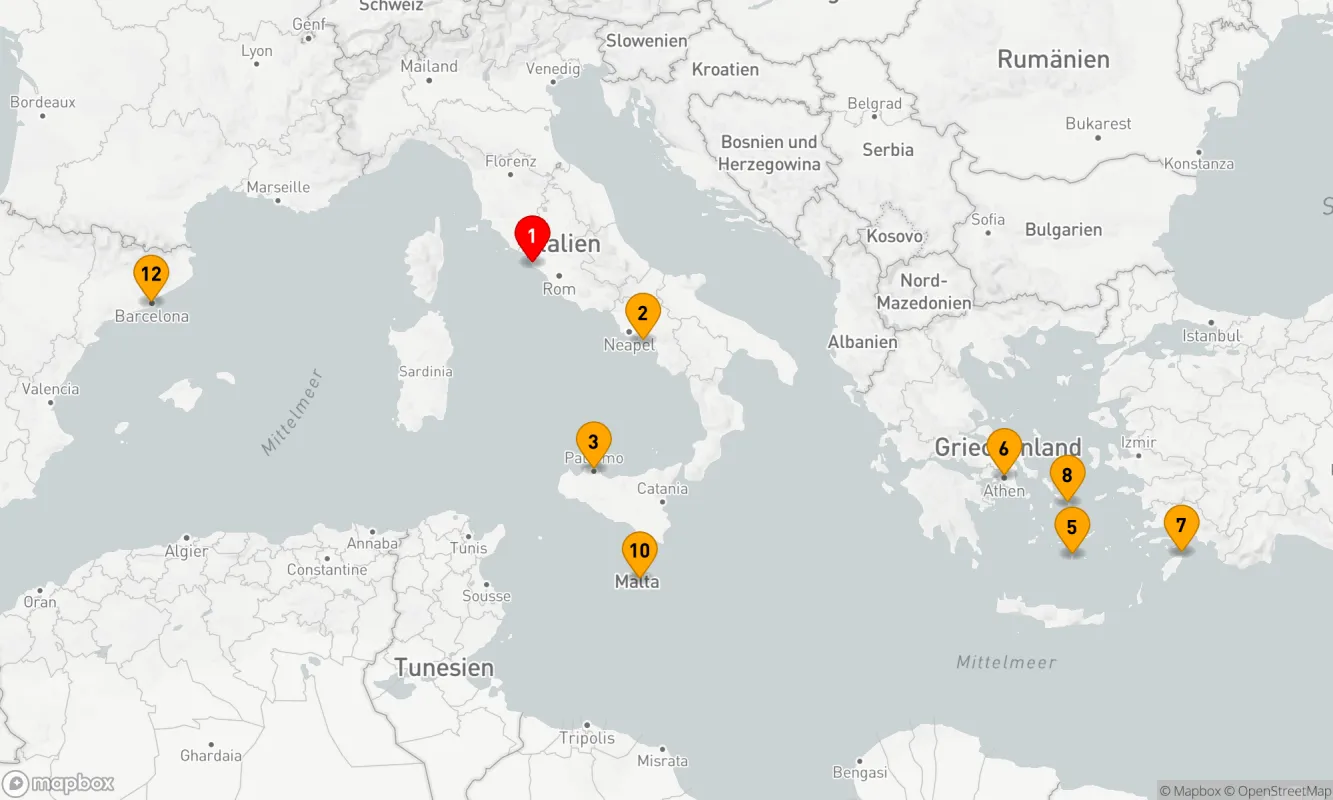 Route 11 Nächte - ITALIEN,  GRIECHISCHE INSELN & MALTA
