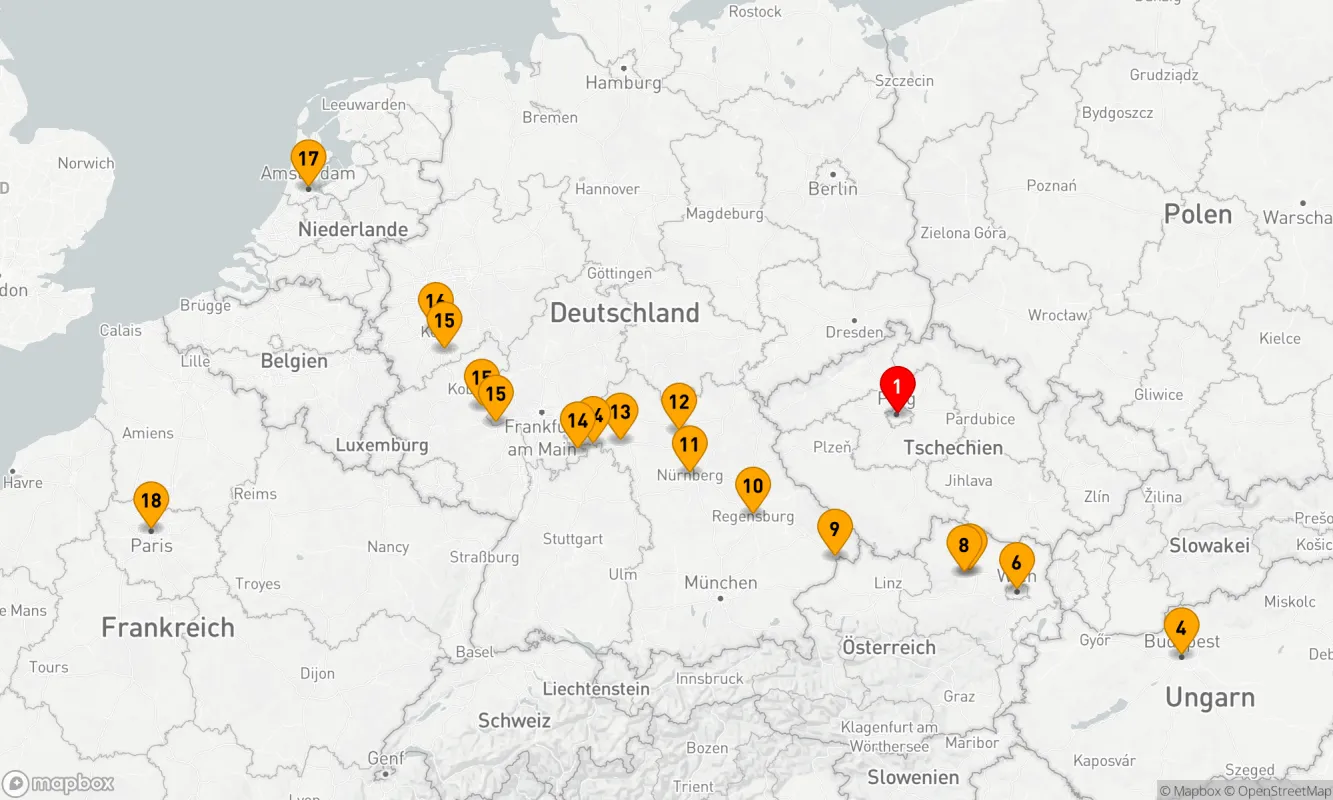 Route 20 Nächte - Juwelen Europas mit Paris & Prag