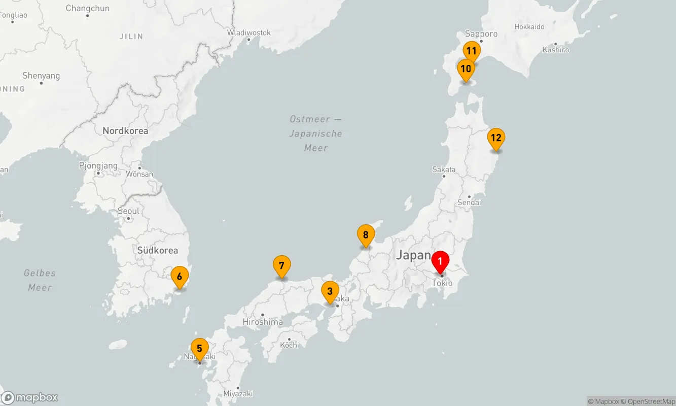 Route 13 Nächte - Japans Küsten und Koreas Schätze