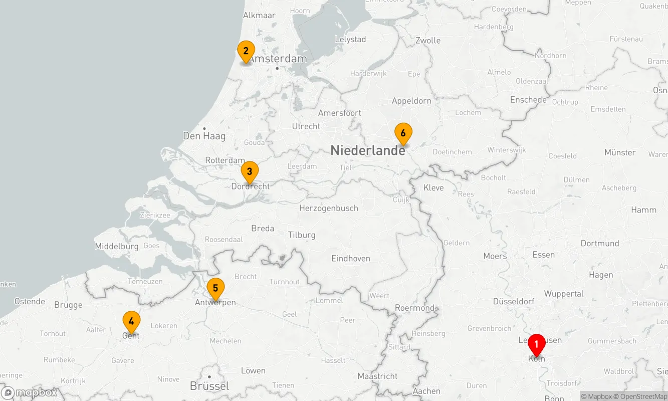 Route 6 Nächte - Holland und Belgien