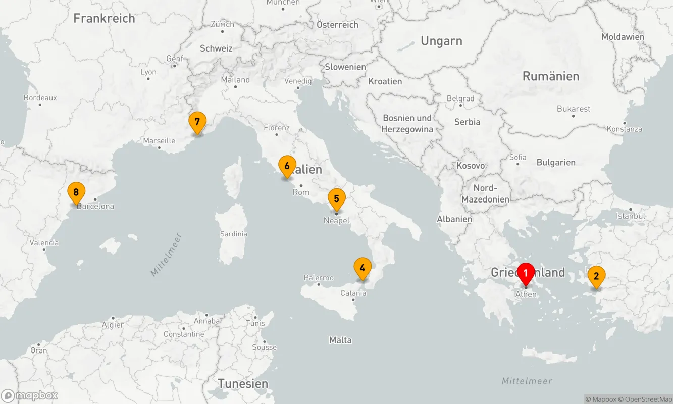 Route 8 Nächte - Mediterrane Schätze zwischen Ägäis und Katalonien