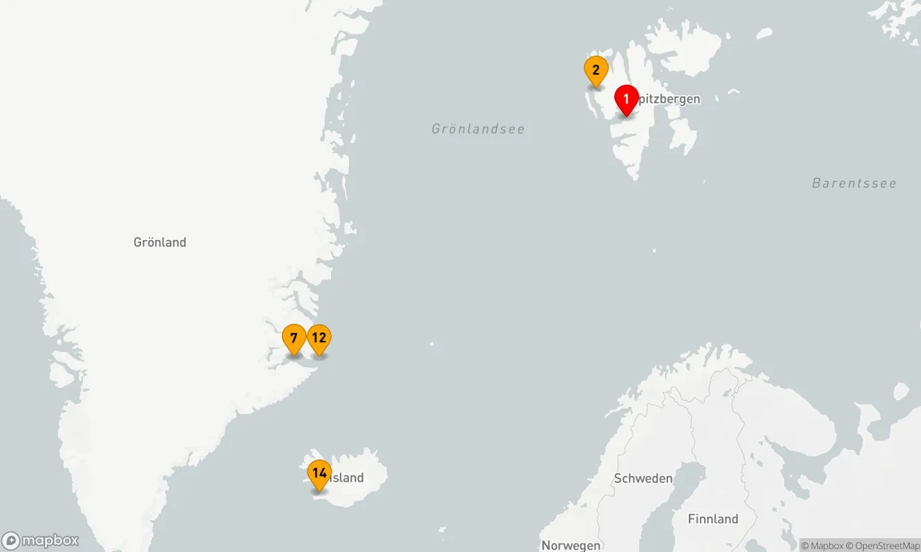 Route 13 Nächte - Von Longyearbyen nach Reykjavík