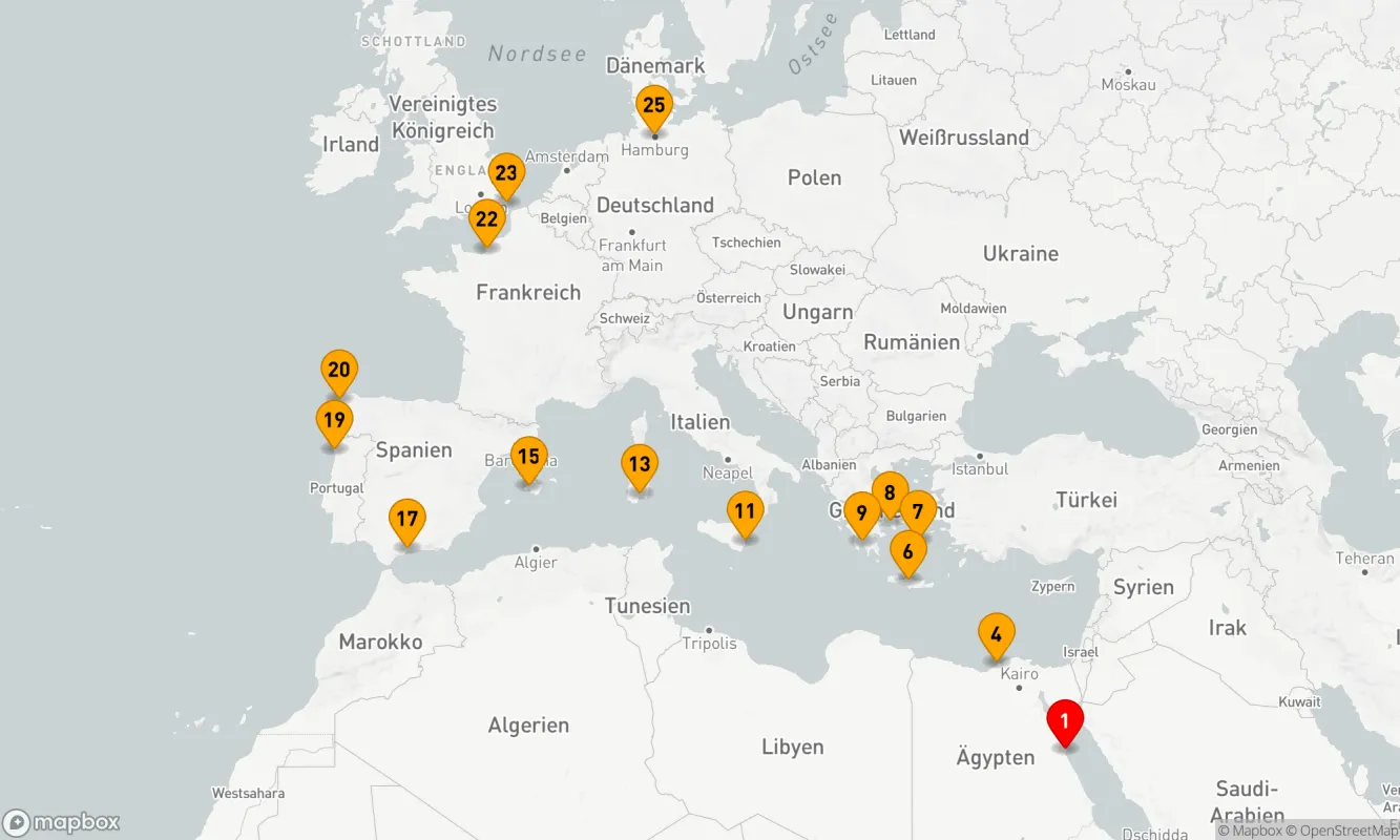 Route 24 Nächte - Vom alten Ägypten ins vielfältige Europa
