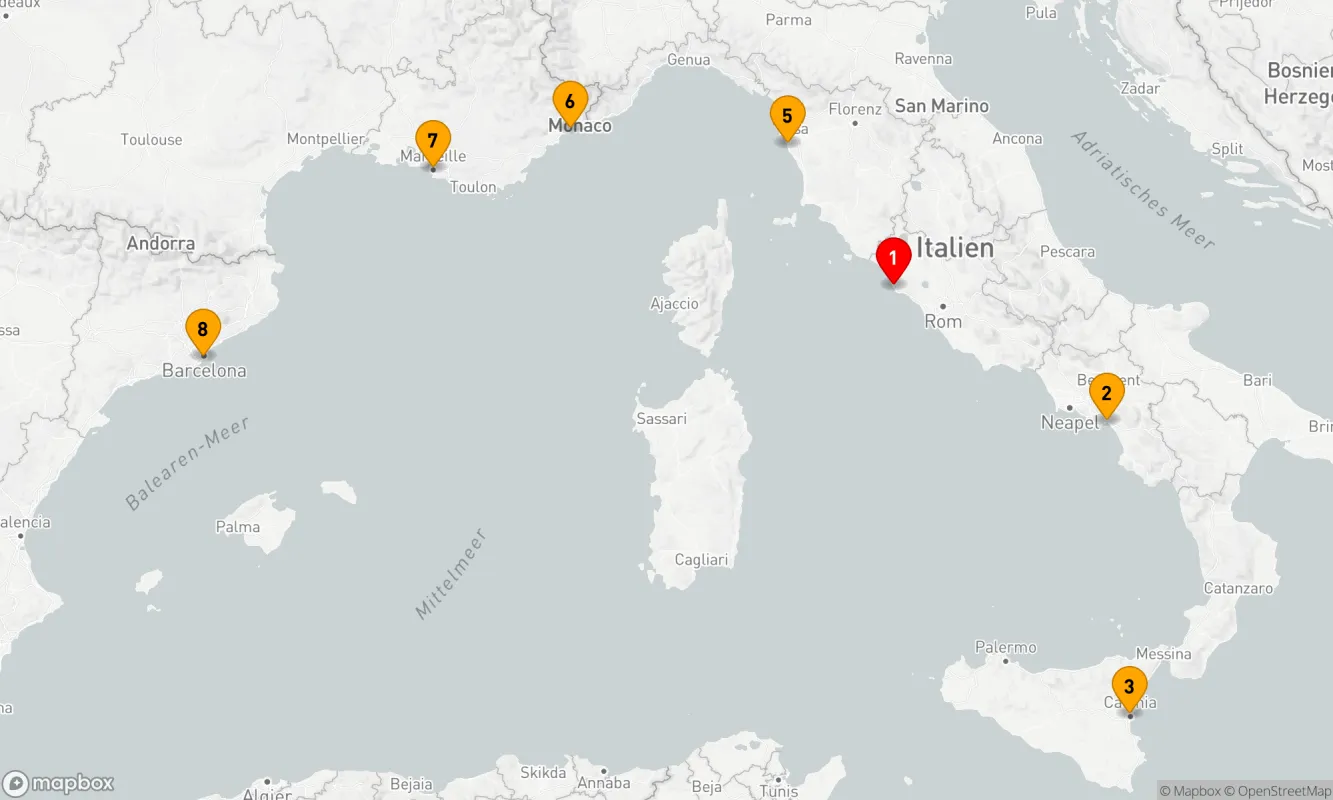 Route 7 Nächte - Mediterrane Kulturkreuzfahrt von Rom bis Barcelona