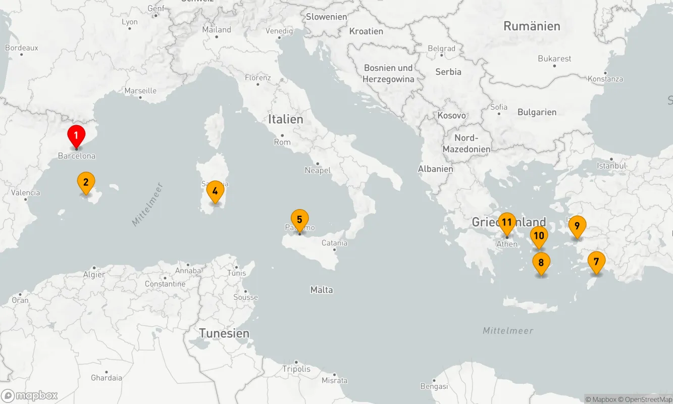 Route 10 Nächte - GRIECHISCHE INSELN & ITALIEN