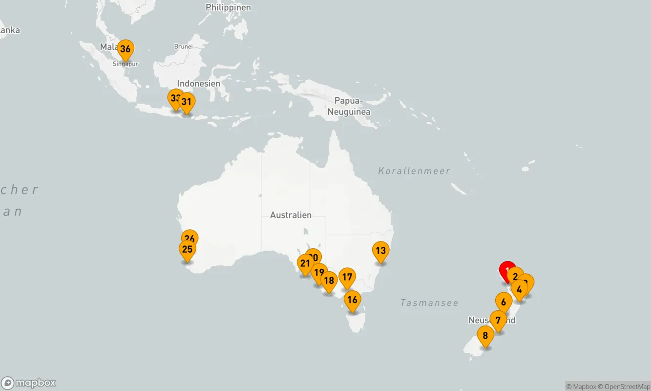Route 36 Nächte - WELTKREUZFAHRT: NEUSEELAND, AUSTRALIEN & BALI EXPLORER