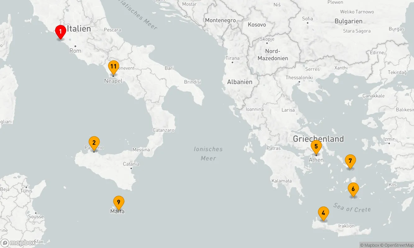 Route 11 Nächte - ITALIEN,  GRIECHISCHE INSELN & MALTA