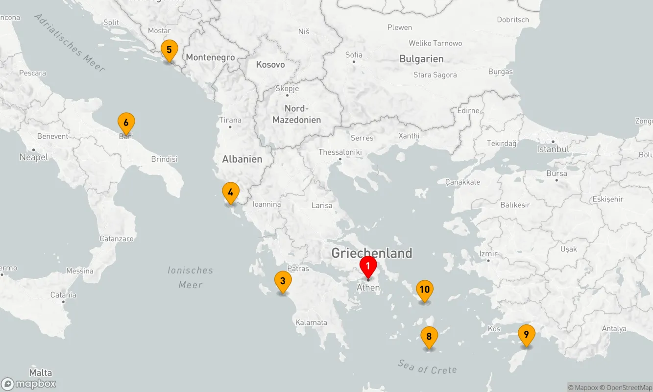 Route 10 Nächte - GRIECHISCHE INSELN,  KROATIEN & ITALIEN