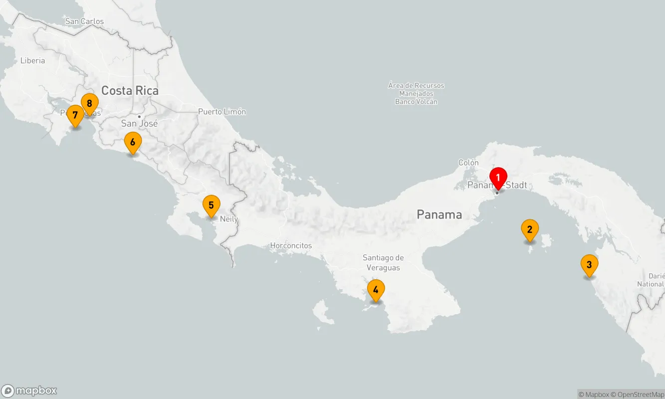 Route 7 Nächte - Küstenabenteuer: Panama und Costa Rica