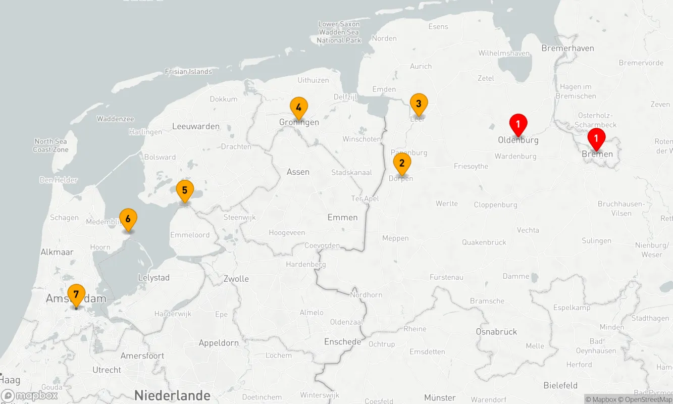 Route 7 Nächte - Hansestädte bis Amsterdam