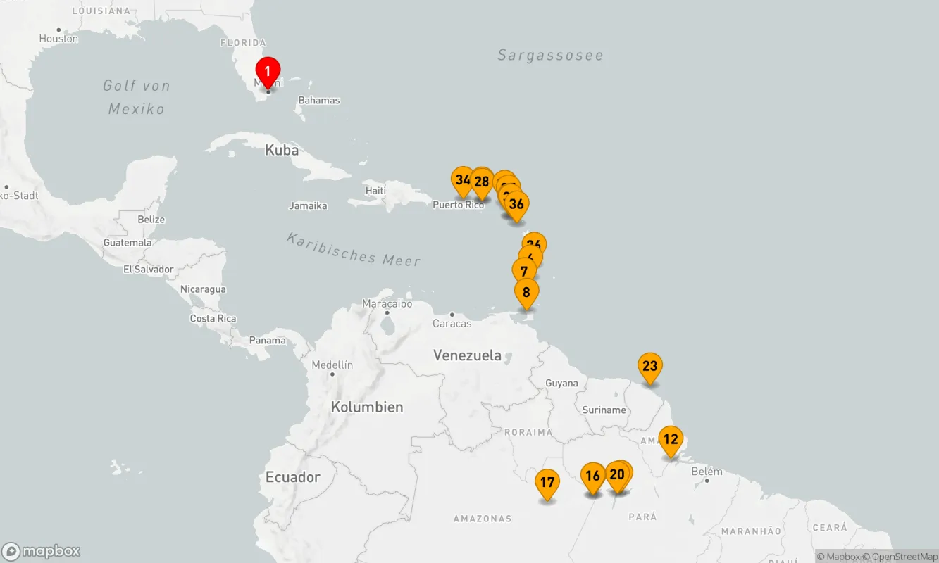 Route 40 Nächte - AMAZON EXPLORER & CARIBBEAN DISCOVERY