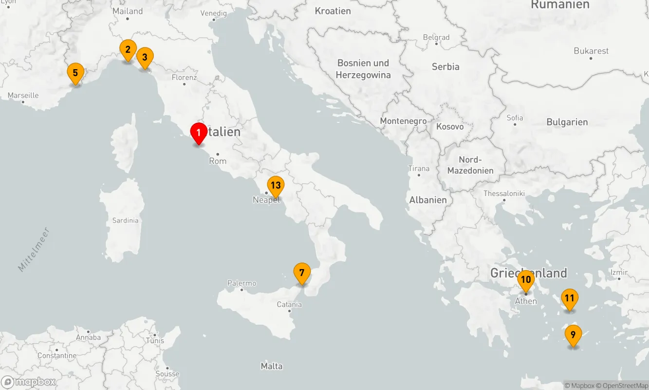 Route 13 Nächte - GRIECHISCHE INSELN & ITALIEN