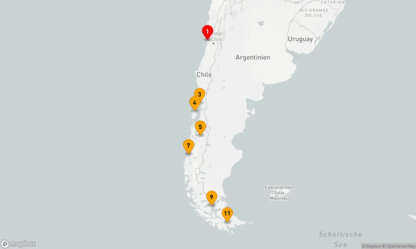 Route 10 Nächte - CHILE INTENSIV KREUZFAHRT: PUERTO MONTT,  CASTRO & PUNTA ARENAS