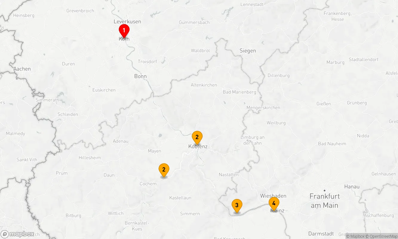 Route 4 Nächte - Kurzreise auf Rhein und Mosel