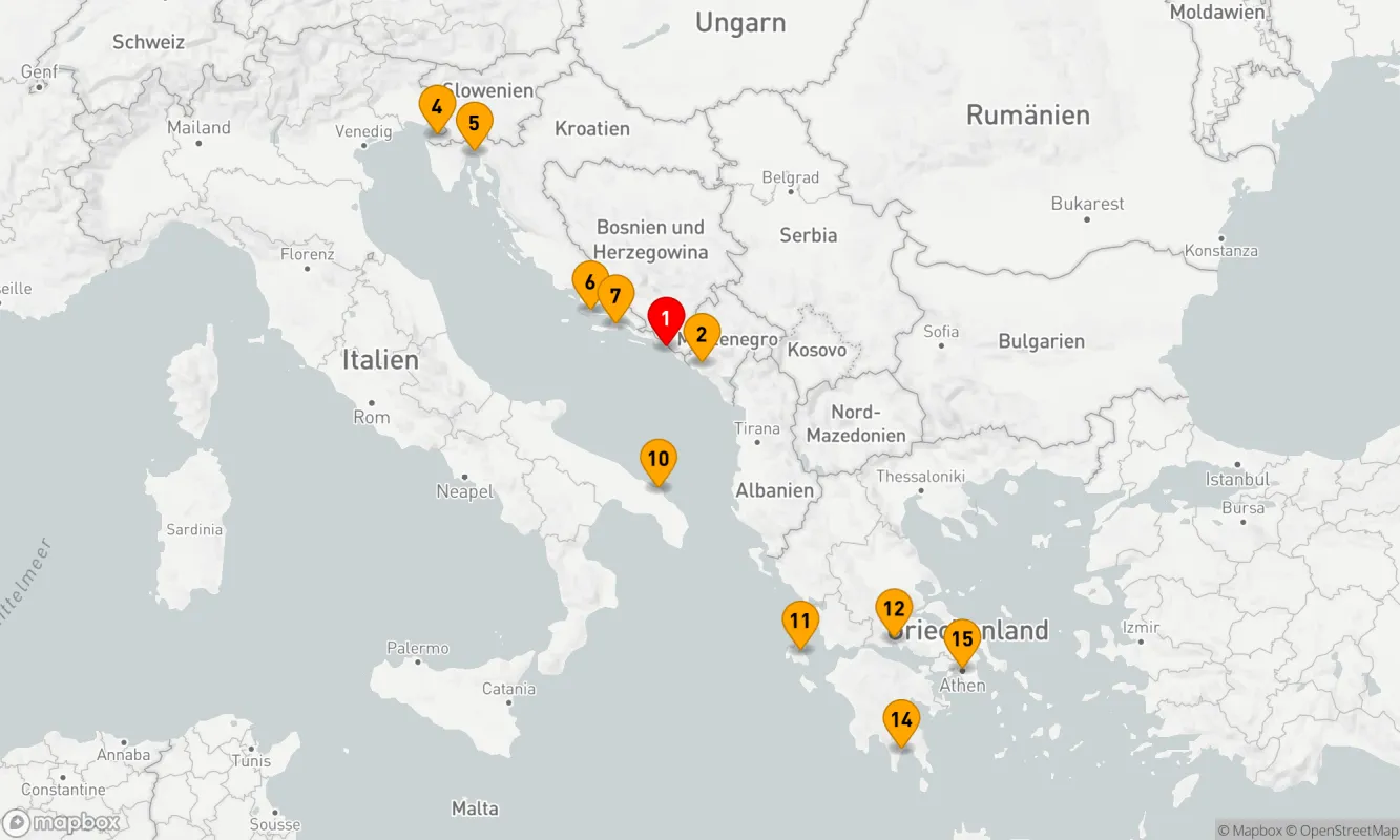 Route 14 Nächte - 14-TÄGIGE ADRIA-ENTDECKUNGSREISE: ITALIEN, GRIECHISCHE INSELN UND KROATIEN