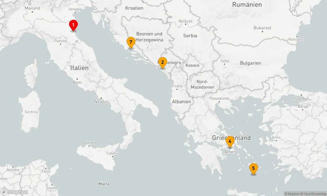 Route 7 Nächte - NACHTKREUZFAHRT NACH GRIECHENLAND, KROATIEN UND AN DIE ADRIA